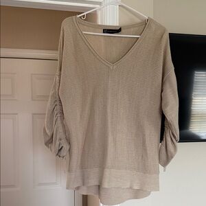 New York & Company Beige V-Neck Sweater